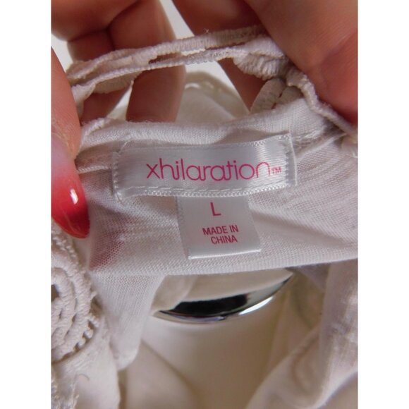 Lace Up Tassel Crochet Peasant Shirt Womens Large White Tunic Boho - Picture 10 of 11